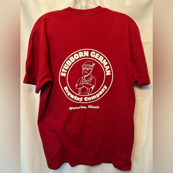 Stubborn German Brewing Company Men’s T-Shirt Size Large Waterloo Illinois Red - Picture 5 of 8